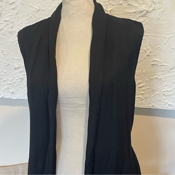 Wilfred Aritzia Niveau Black Linen Blend Longline Vest Pockets Tie Sz S - Picture 3 of 10